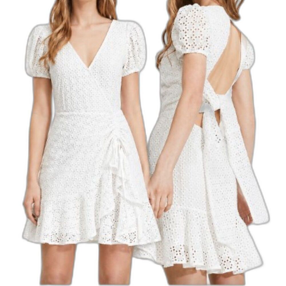 Bardot Womens 10 Nadia Tie Back Eyelet Mini Dress NWT